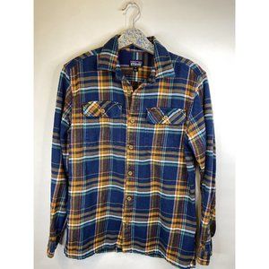 Patagonia Blue and Yellow Plaid Casual Button Down Shirt